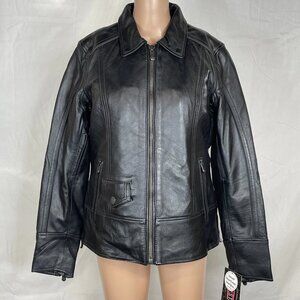 NEW FIRST Women’s Free Spirit Motorcycle Leather Jacket Black Size L